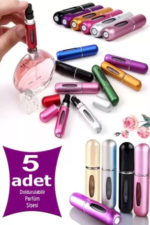 5 Adet Taşınabilir Mini Doldurmalı Parfüm Şisesi Cep Parfümü Seyahat Tipi Çanta İçi 5 ml LGY-00313 - 2