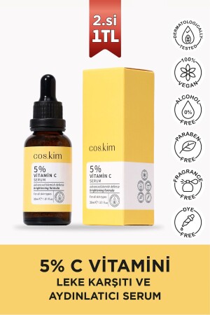 5% C Vitamini Leke Giderici Ve Aydınlatıcı, Antioksidan Cilt Bakım Serumu 5% Vitamin C Serum 30 ml MK011 - 2