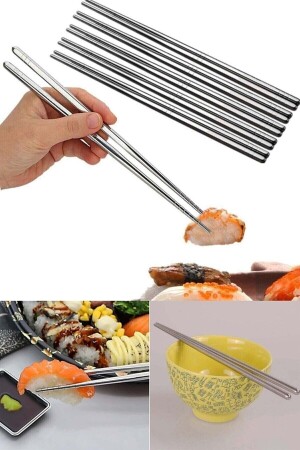 5 Çift Metal Chopstick Paslanmaz Çelik Çin Çubuğu Yemek Çubukları ew-metal çubuk - 4