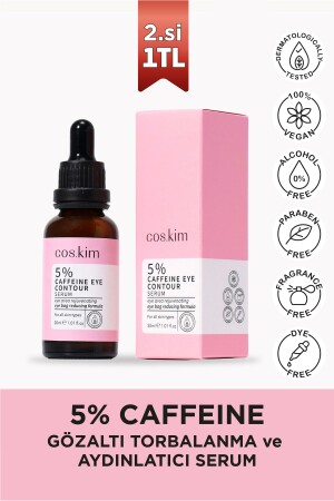 %5 Kafeinli Morluk Giderici Ve Aydınlatıcı Göz Çevresi Serumu 5% Caffeine Eye Contour Serum 30 Ml - 3