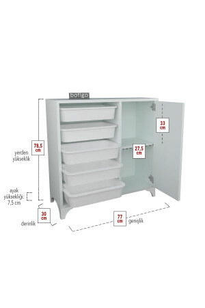 5 Körbe Schrank Mehrzweckschrank Spielzeugschrank Kayra Weiß Bfg-Oyun-Dlp-5 - 6