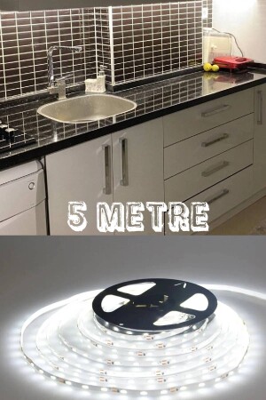 5 Meter weißes LED-Lichtband mit 12-V-Adapter für Küchenschrank - 2