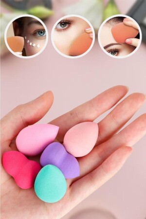 5 Mini + 1 mittelgroßes Make-up-Schwamm-Set in rosa Farbe - 7