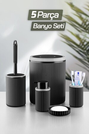 5 Parça Antrasit Banyo Takımı Seti BERY250 - 1