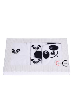 5 Parça Bebek Bornoz Seti Panda BHMS024 - 5