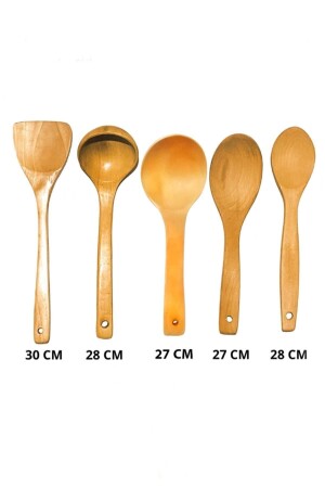 5 Parça Servis Seti Bambu Ahşap Kaşık Kepçe Tahta Spatula undtr101012und - 1