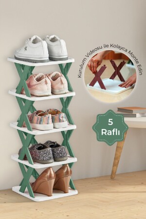 5-stufiges Mehrzweck-Organizer-Regal in Grün – Badezimmer-Küchen-Organizer – Schuh-Organizer - 4