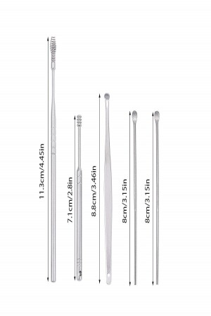 5-teiliges Ohrreinigungsset zum Entfernen von Ohrenschmalz aus Metall von Kronk - 5