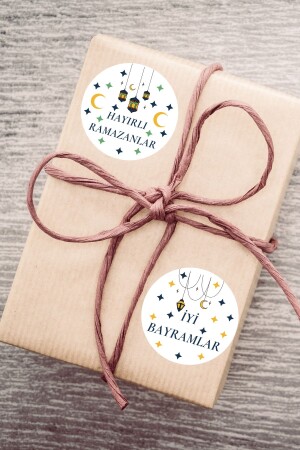 50 Adet Hayırlı Ramazanlar 50 Adet İyi Bayramlar Sticker - Ramazan Paketleme Etiketi - (toplam 100) - 2