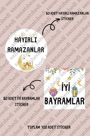 50 Adet Hayırlı Ramazanlar - 50 Adet Iyi Bayramlar Sticker Seti - 1