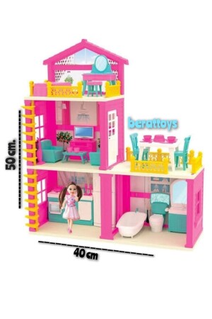 50 cm Puppenhaus-Set 3-stöckig Lolas Traumhaus Haushaltsspiel Traumhaus mit Puppe İyxkgx - 2