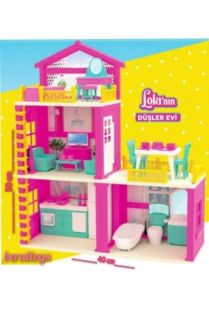 50 cm Puppenhaus-Set 3-stöckig Lolas Traumhaus Haushaltsspiel Traumhaus mit Puppe İyxkgx - 7