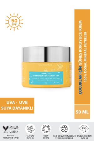 50 Spf Yüksek Korumalı %100 Mineral Filtreli Ve Doğal Çocuklar Için Güneş Koruyucu Krem BN211 - 2