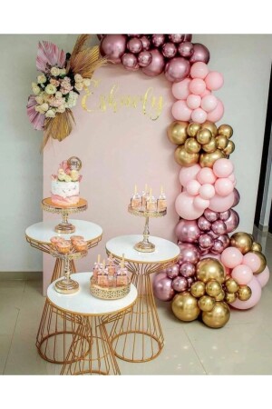 50-teiliges Ballonketten-Set in Pastell und Chrom (Hellrosa – Chromrosa und Chromgold) - 3