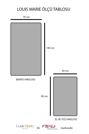 50 x 90 + 70 x 140 cm detailliertes Badetuch-Set aus 100 % Baumwolle Vip Dark Powder mit Fransen - 7