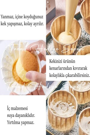 50'li Kraft Kek Kalıbı Sütlü Kahve Içi Yağlı Kağıt Muffin Kalıbı Cupcake Kapsülü - Airfryer Uyumlu - 6