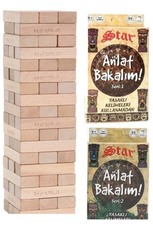 54 Parça Jenga Denge Oyunu Ve Anlat Bakalım Tabu Kartları Seri 1-2 - 2