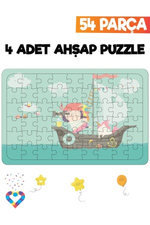 54-teiliges 4-teiliges Kinderpuzzle aus Holz - 5