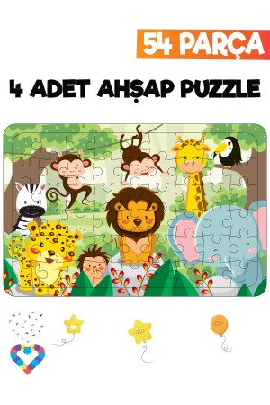 54-teiliges 4-teiliges Kinderpuzzle aus Holz - 6