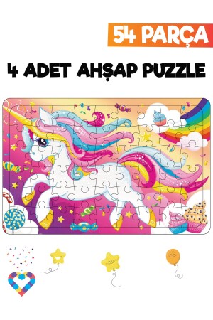 54-teiliges 4-teiliges Kinderpuzzle aus Holz - 7