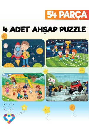 54-teiliges 4-teiliges Kinderpuzzle aus Holz - 2