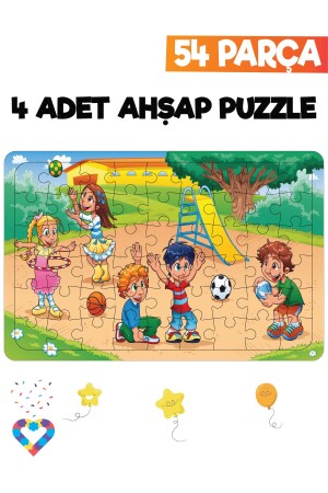 54-teiliges 4-teiliges Kinderpuzzle aus Holz - 5