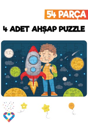 54-teiliges 4-teiliges Kinderpuzzle aus Holz - 7