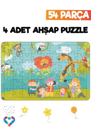 54-teiliges 4-teiliges Kinderpuzzle aus Holz - 5