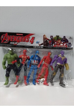 5'li Hulk - Spider-man - Captain America - Iron-man - Thanos Figürlü Yenilmezler Oyun Seti - 3