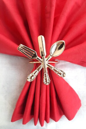 6 Adet Dekoratif Gold Food Style Peçete Halkası - Napkin Ring - 3