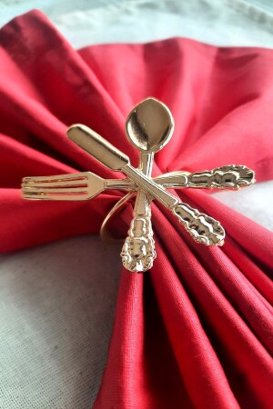 6 Adet Dekoratif Gold Food Style Peçete Halkası - Napkin Ring - 5