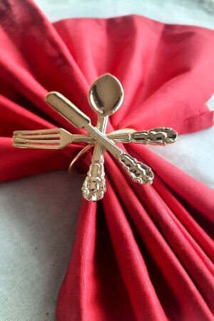 6 Adet Dekoratif Gold Food Style Peçete Halkası - Napkin Ring - 6