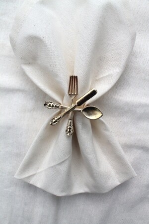 6 Adet Dekoratif Gold Food Style Peçete Halkası - Napkin Ring - 8