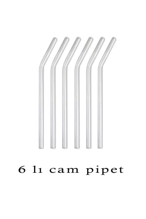 6 Adet Şeffaf Cam Pipet Eğimli Cam Pipet - 1