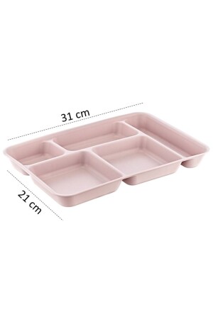 6 Adet Tabldot 5 Bölmeli Lüks Plastik Piknik Yemek Servis Tabağı- 6 Renk Tablot 21x31x3-3(h) cm - 4