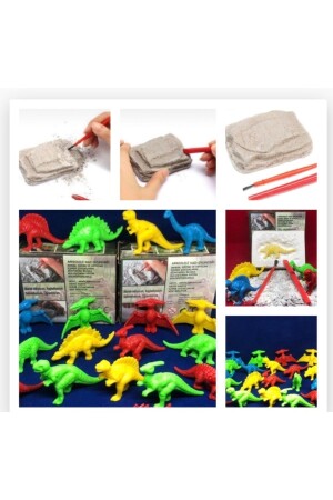 6 bunte Überraschungs-Dinosaurier-Grabspielzeuge, Aktivitäts- und Aktivitätsprojekt-Set - 5