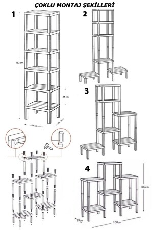 6 Ebenen Kunststoffregal Küchenregal Badezimmerregal Balkonregal Badezimmer Organizer Bücherregal Schwarz FRPOMG6D - 7