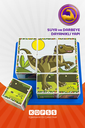 6 Farklı Dinozorlar Eğitici 3d Küp Puzzle Seri 2 - Eğitici Oyuncak 3 4 5 6 Yaş Geometrik Zeka KO009M007 - 6