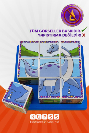 6 Farklı Dinozorlar Eğitici 3d Küp Puzzle Seri 2 - Eğitici Oyuncak 3 4 5 6 Yaş Geometrik Zeka KO009M007 - 7