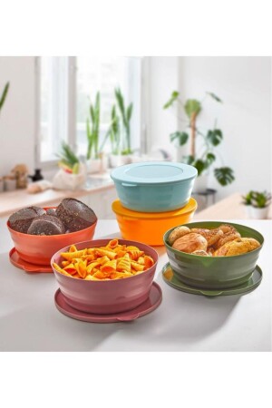 6 Frühstücks-Aufbewahrungsbehälter mit Deckel 400 ml – Mehrzweck-Snack-Set mit runder Schüssel (6 x 400 ml) - 7