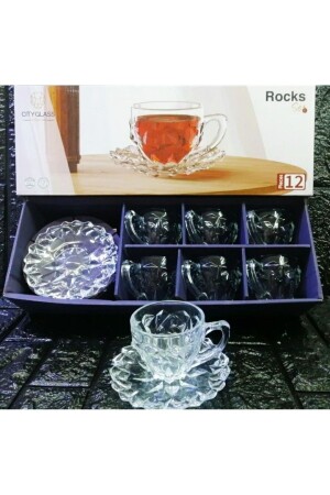 6 Kişilik 12 Parça Çay ROCKS Nescafe Fincan Seti lüks 6 KİŞİLİK 12 PRC ÇAY FİNCANİ 12 Parça - 5