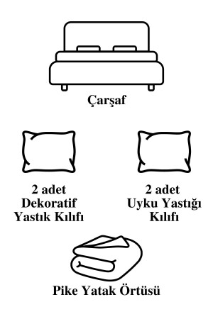 6 Parça Pamuklu Pike Yatak Örtülü Nakışlı Mina Çift Kişilik Nevresim Takımı Krem (SÜRPRİZ HEDİYELİ) LVNHMNEV1MN - 6