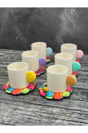 6-Personen-Kaffeetassen-Set aus Keramik mit Macaron-Griff TYC00601307595 - 6