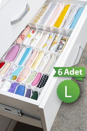 6 Stück 8 Fächer Mehrzweck-Akkordeon-Schubladen- und Schrank-Organizer 24 x 37 x 18 cm L 6400WQ - 1