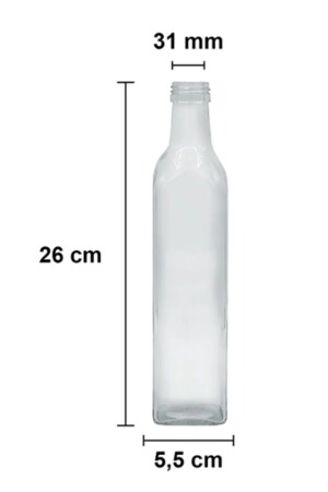 6 Stück quadratische Mehrzweck-Maraska-Flasche aus transparentem Glas, 500 ml – mit auslaufsicherem Verschluss MA2190 - 4