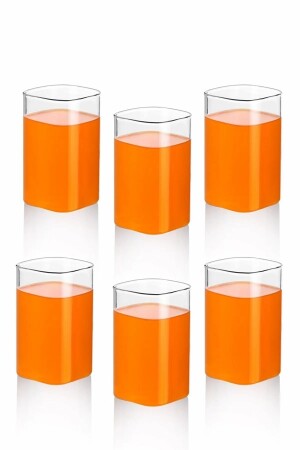 6 Stück rechteckiges hitzebeständiges Borosilikat-Trend-Erfrischungsgetränkeglas 380 ml quadratisches Glas V-25151 - 6