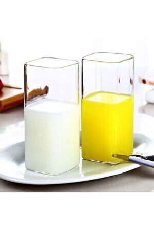 6 Stück rechteckiges, hitzebeständiges Borosilikat-Trend-Erfrischungsgetränkeglas, quadratisches Glas mango123654aew - 5