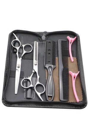 6 Stück Smith Chu 6. 0 Zoll 17 cm professionelles Friseur-Haar-Schnurrbart-Scheren-Set mit Ledertasche - 2