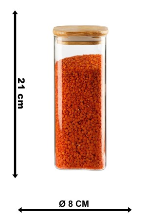 6-teiliger 1000-ml-Luxus-Vakuum-Gewürzstreuer mit quadratischem Bambusdeckel KKD54S8 - 5