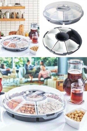 6-teiliger Aufbewahrungsteller für Snacks und Frühstück mit Deckel, Picknick-Grill aus Kunststoff, nützliches transparentes Lilien-Set ap3a - 1